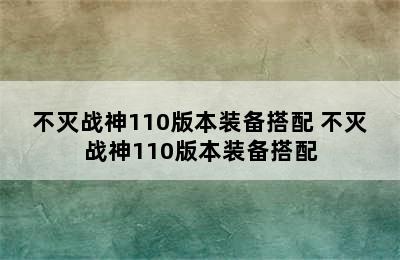 不灭战神110版本装备搭配 不灭战神110版本装备搭配